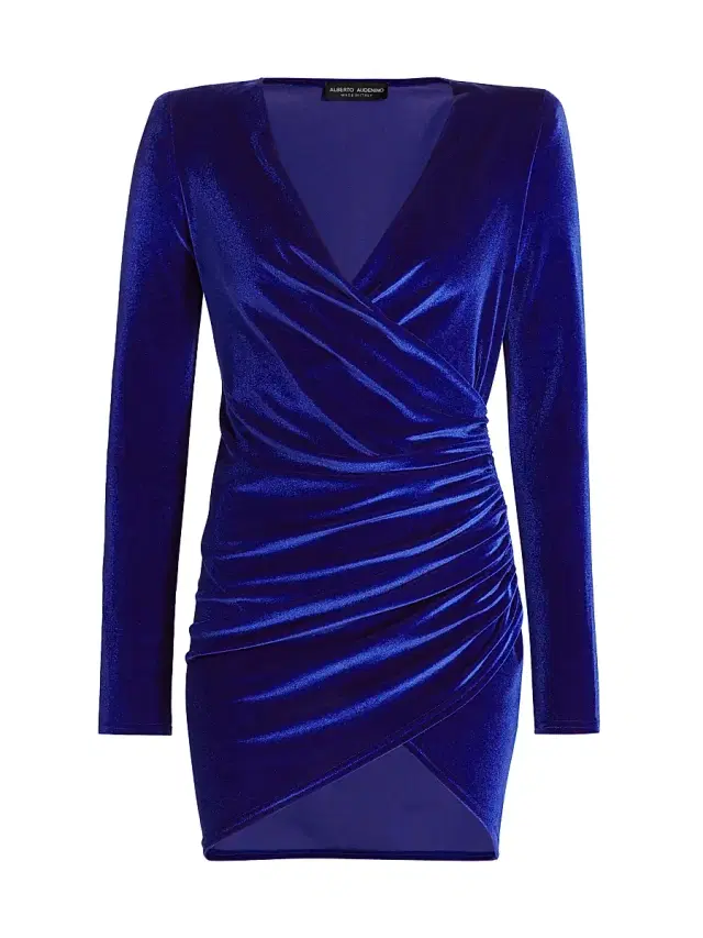 Women's Fance Velvet Ruched Minidress - Blue