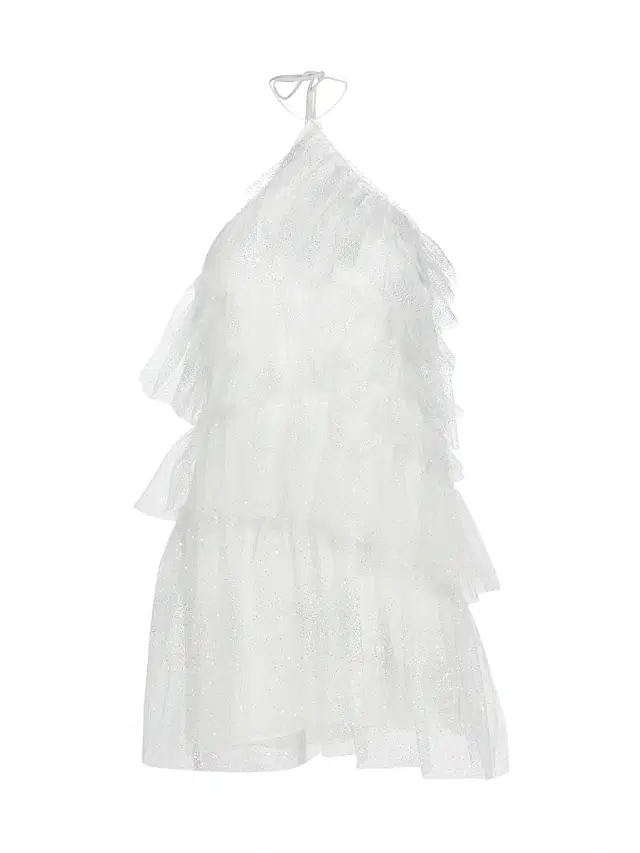 The Bar Women's Sparkle Lou Tulle Halter Minidress - Sparkle Blanc