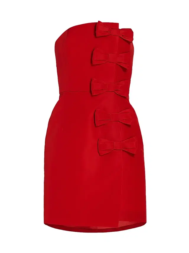 Alexia María Women's Daniela Bow Silk Faille Minidress - Red