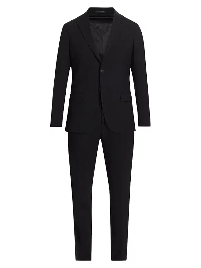 Men's Slim-Fit Wool Single-Breasted Suit - Moonless