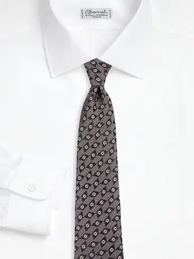 Charvet Men's Window Silk Tie - Grey Silver | Thumbnail 2 Charvet Men's Window Silk Tie - Grey Silver | Thumbnail 2