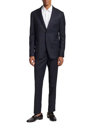 Saks Fifth Avenue Men's COLLECTION Plaid Single-Breasted Slim-Fit Suit - Navy Blazer - Size 48 | Thumbnail 3 Saks Fifth Avenue Men's COLLECTION Plaid Single-Breasted Slim-Fit Suit - Navy Blazer - Size 48 | Thumbnail 3