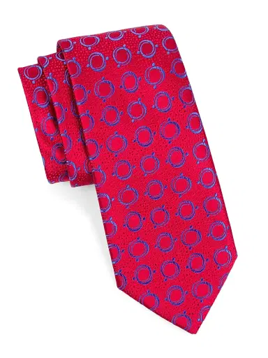 Charvet Men's Scale Optical Wheel Tie - Red Blue | Thumbnail 1