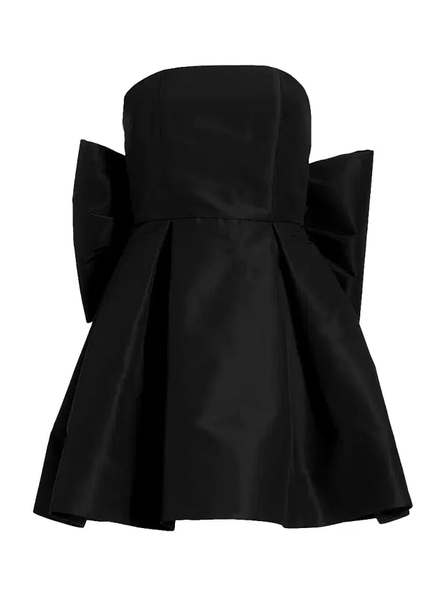 Alexia María Women's Paige Silk Faille Bow Minidress - Black