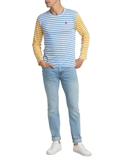 Comme des Garçons PLAY Men's Multicolor Striped Long-Sleeve Shirt - Blue Yellow - Size Large | Thumbnail 2