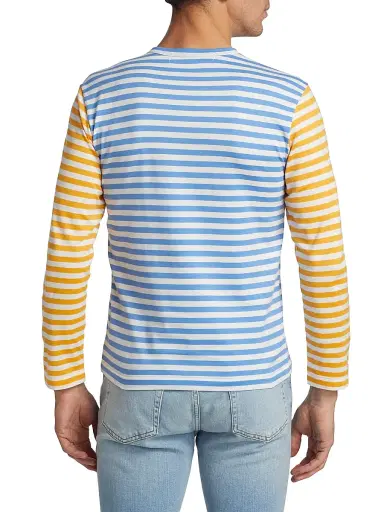 Comme des Garçons PLAY Men's Multicolor Striped Long-Sleeve Shirt - Blue Yellow - Size Large | Thumbnail 5