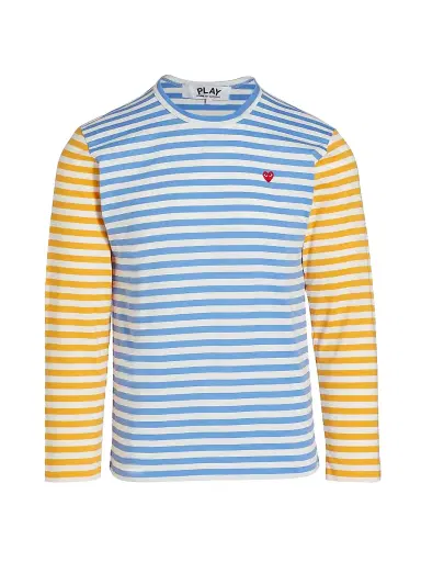 Comme des Garçons PLAY Men's Multicolor Striped Long-Sleeve Shirt - Blue Yellow - Size Large | Thumbnail 1