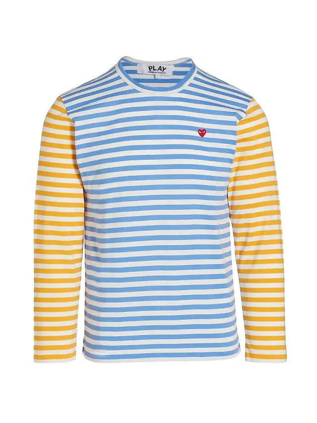 Men's Multicolor Striped Long-Sleeve Shirt - Blue Yellow