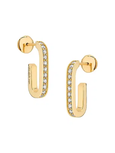 Dinh Van Women's Maillon 18K Gold & Diamond Hoop Earrings | Thumbnail 1