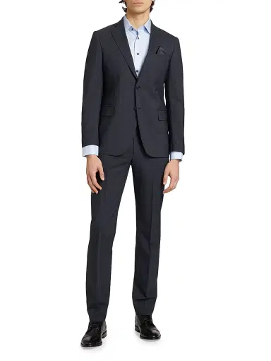 Saks Fifth Avenue Men's COLLECTION Plaid Wool Single-Breasted Suit - Navy - Size 48 | Thumbnail 3