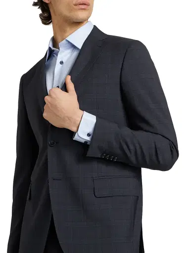 Saks Fifth Avenue Men's COLLECTION Plaid Wool Single-Breasted Suit - Navy - Size 48 | Thumbnail 6