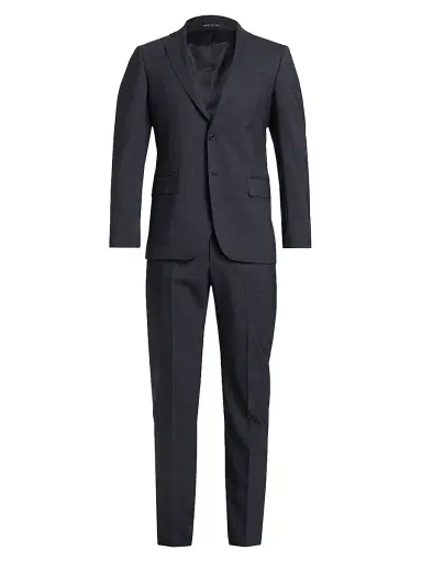 Saks Fifth Avenue Men's COLLECTION Plaid Wool Single-Breasted Suit - Navy - Size 48 | Thumbnail 1