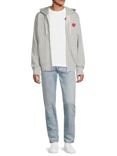 Comme des Garçons PLAY Men's Invader Heart Cotton Hoodie - Grey - Size XXL | Thumbnail 2