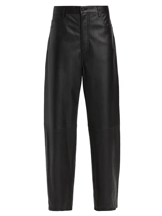 Women's Leather Wide-Leg Pants - Black