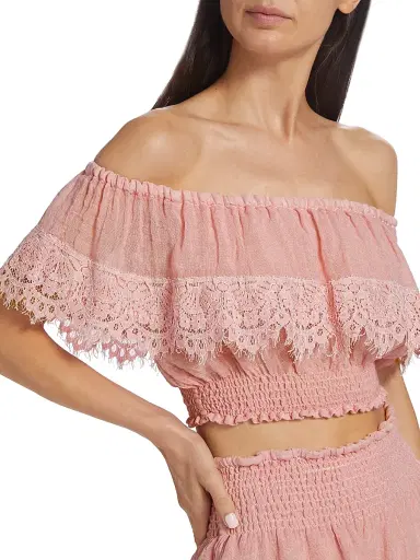 Queen Moda Women's Mykonos Lace Crop Top | Thumbnail 6 Queen Moda Women's Mykonos Lace Crop Top | Thumbnail 6