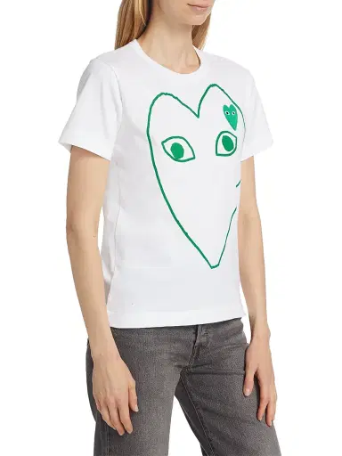 Comme des Garçons PLAY Women's Heart Logo Graphic T-Shirt - White - Size Large | Thumbnail 3