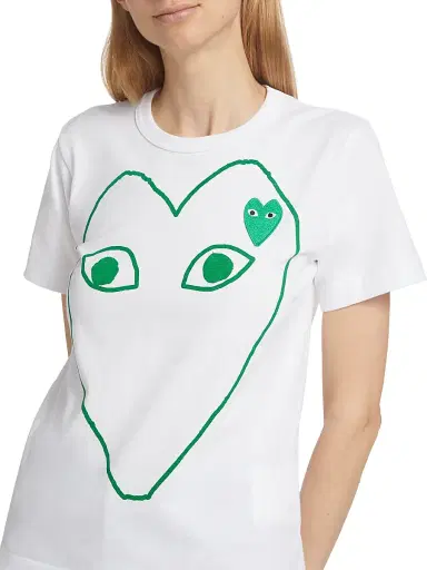 Comme des Garçons PLAY Women's Heart Logo Graphic T-Shirt - White - Size Large | Thumbnail 5