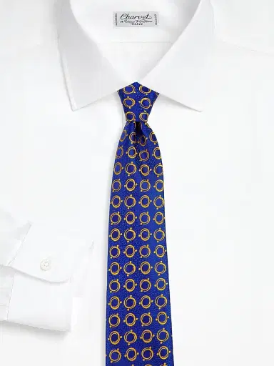 Charvet Men's Optical Wheel Silk Tie - Navy Yellow | Thumbnail 2