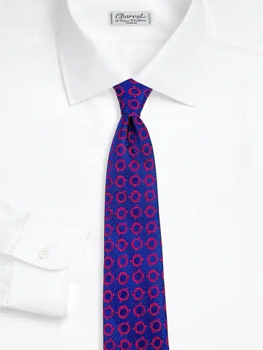 Charvet Men's Optical Wheel Silk Tie - Navy Red | Thumbnail 2