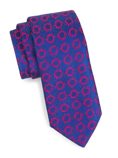 Charvet Men's Optical Wheel Silk Tie - Navy Red | Thumbnail 1
