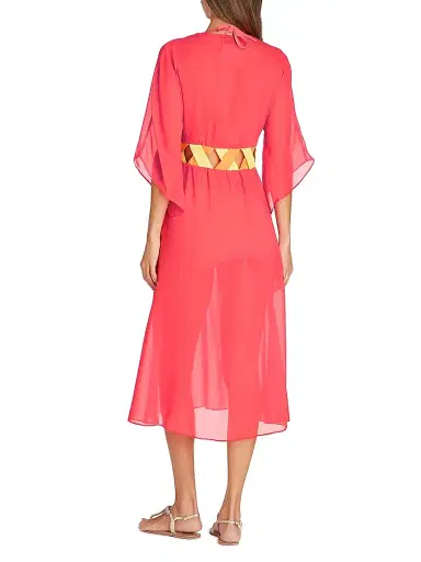 Valimare Women's Rio Chiffon Cover-Up Robe - Coral | Thumbnail 3