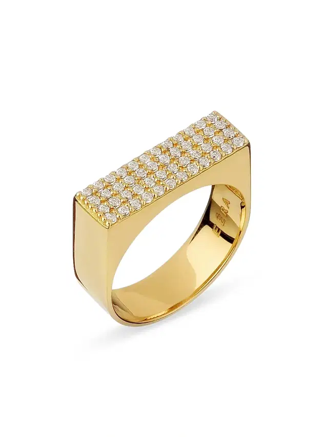 Women's Long Beach 18K Yellow Gold & Diamond Bar Ring - Yellow Gold