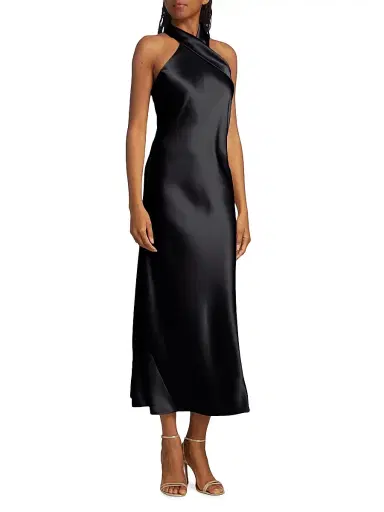 GALVAN LONDON Women's Pandora Satin Halterneck Midi-Dress - Black - Size 12 | Thumbnail 3 GALVAN LONDON Women's Pandora Satin Halterneck Midi-Dress - Black - Size 12 | Thumbnail 3
