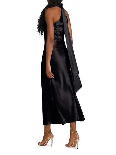 GALVAN LONDON Women's Pandora Satin Halterneck Midi-Dress - Black - Size 12 | Thumbnail 5 GALVAN LONDON Women's Pandora Satin Halterneck Midi-Dress - Black - Size 12 | Thumbnail 5