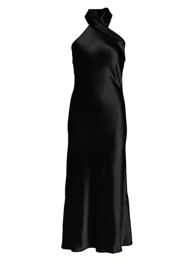 GALVAN LONDON Women's Pandora Satin Halterneck Midi-Dress - Black - Size 12 | Thumbnail 1 GALVAN LONDON Women's Pandora Satin Halterneck Midi-Dress - Black - Size 12 | Thumbnail 1