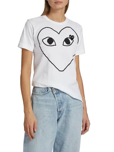 Comme des Garçons PLAY Women's Eye Heart Cotton T-Shirt - White - Size Large | Thumbnail 2