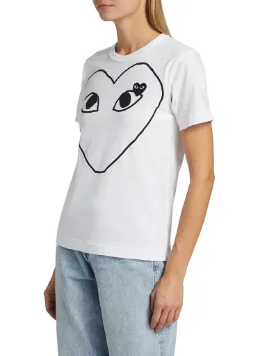 Comme des Garçons PLAY Women's Eye Heart Cotton T-Shirt - White - Size Large | Thumbnail 3