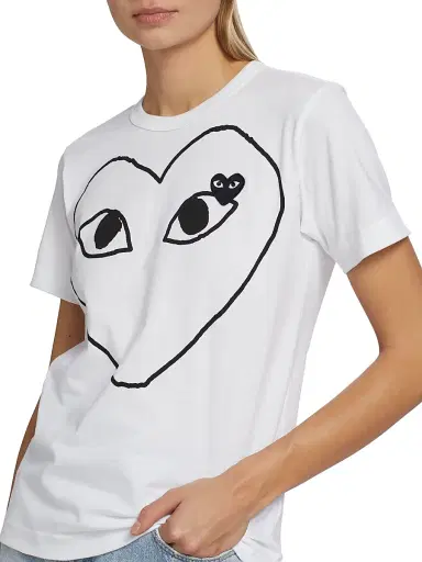 Comme des Garçons PLAY Women's Eye Heart Cotton T-Shirt - White - Size Large | Thumbnail 5