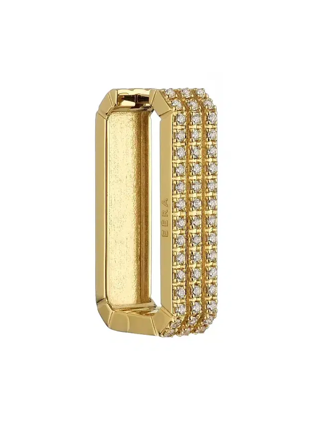 Women's Candy 18K Yellow Gold & 0.408 TCW Diamond Long Rectangular Hoop Earring - Yellow Gold