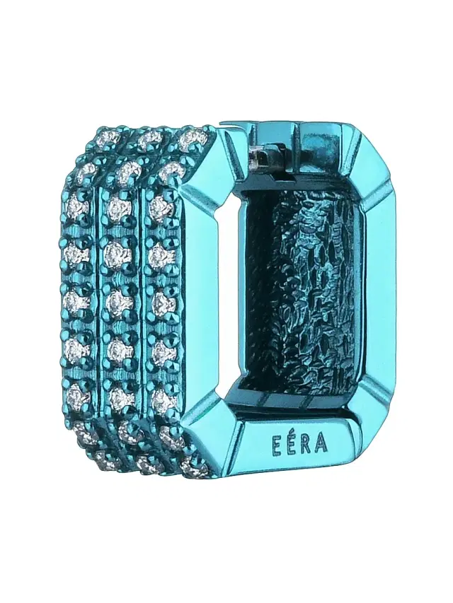 Women's Candy 18K White Gold & 0.2295 TCW Diamond Geometric Hoop Earring - Light Blue