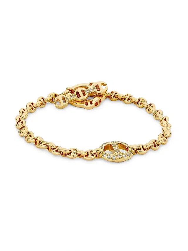 Women's Heritage 18K Yellow Gold & 0.39 TCW Diamond Chain Bracelet - Yellow Gold