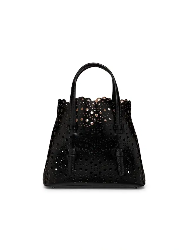 Women's Mina 20 Perforated Leather Top Handle Bag - Noir