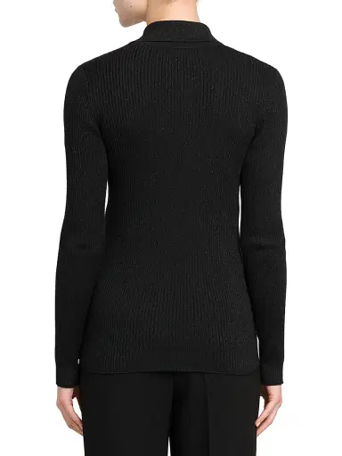 Kiton Women's Rib-Knit Wool-Blend Cardigan - Black - Size 10 | Thumbnail 5