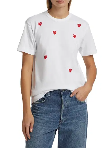 Comme des Garçons PLAY Women's Many Hearts Cotton T-Shirt - White | Thumbnail 3 Comme des Garçons PLAY Women's Many Hearts Cotton T-Shirt - White | Thumbnail 3