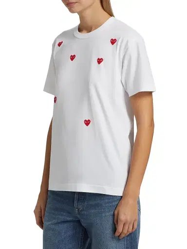 Comme des Garçons PLAY Women's Many Hearts Cotton T-Shirt - White | Thumbnail 4 Comme des Garçons PLAY Women's Many Hearts Cotton T-Shirt - White | Thumbnail 4
