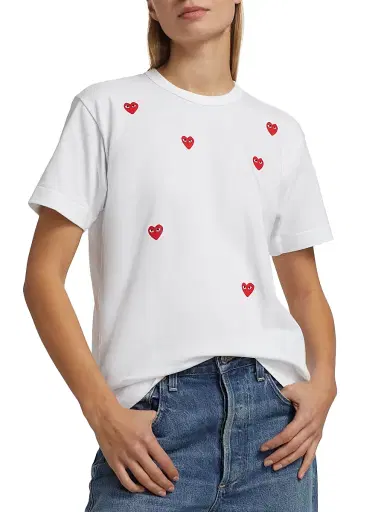 Comme des Garçons PLAY Women's Many Hearts Cotton T-Shirt - White | Thumbnail 6 Comme des Garçons PLAY Women's Many Hearts Cotton T-Shirt - White | Thumbnail 6