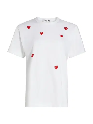 Comme des Garçons PLAY Women's Many Hearts Cotton T-Shirt - White | Thumbnail 1 Comme des Garçons PLAY Women's Many Hearts Cotton T-Shirt - White | Thumbnail 1
