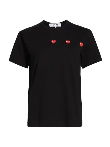 Comme des Garçons PLAY Women's Horizontal Heart Cotton T-Shirt - Black | Thumbnail 1