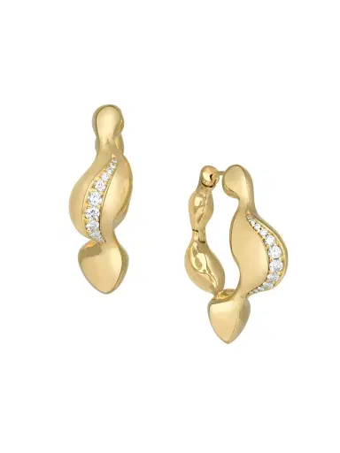 Vram Women's Continuum Moment IV Cayrn 18K Yellow Gold & 0.62 TCW Natural Diamond Hoop Earrings - Gold | Thumbnail 3 Vram Women's Continuum Moment IV Cayrn 18K Yellow Gold & 0.62 TCW Natural Diamond Hoop Earrings - Gold | Thumbnail 3