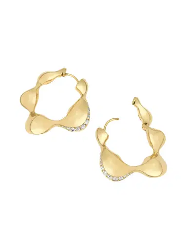 Vram Women's Continuum Moment IV Cayrn 18K Yellow Gold & 0.62 TCW Natural Diamond Hoop Earrings - Gold | Thumbnail 5 Vram Women's Continuum Moment IV Cayrn 18K Yellow Gold & 0.62 TCW Natural Diamond Hoop Earrings - Gold | Thumbnail 5