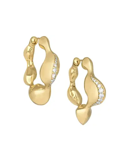 Vram Women's Continuum Moment IV Cayrn 18K Yellow Gold & 0.62 TCW Natural Diamond Hoop Earrings - Gold | Thumbnail 6 Vram Women's Continuum Moment IV Cayrn 18K Yellow Gold & 0.62 TCW Natural Diamond Hoop Earrings - Gold | Thumbnail 6