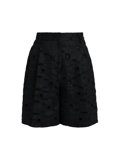 Kiton Women's Wide-Leg Linen Eyelet Shorts - Black - Size 6 | Thumbnail 1