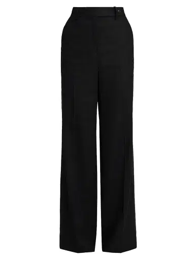 Kiton Women's Wide-Leg Linen-Blend Pants - Black - Size 12 | Thumbnail 1 Kiton Women's Wide-Leg Linen-Blend Pants - Black - Size 12 | Thumbnail 1