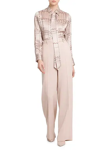 Kiton Women's Geometric Silk Tie Shirt - Powder Pink - Size 10 | Thumbnail 2 Kiton Women's Geometric Silk Tie Shirt - Powder Pink - Size 10 | Thumbnail 2