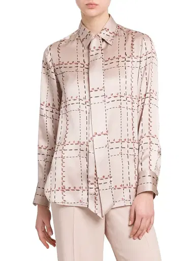 Kiton Women's Geometric Silk Tie Shirt - Powder Pink - Size 10 | Thumbnail 3 Kiton Women's Geometric Silk Tie Shirt - Powder Pink - Size 10 | Thumbnail 3
