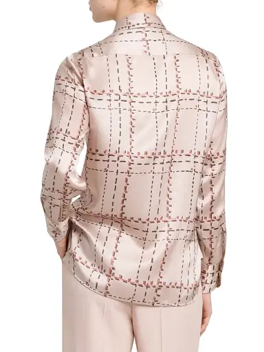 Kiton Women's Geometric Silk Tie Shirt - Powder Pink - Size 10 | Thumbnail 5 Kiton Women's Geometric Silk Tie Shirt - Powder Pink - Size 10 | Thumbnail 5